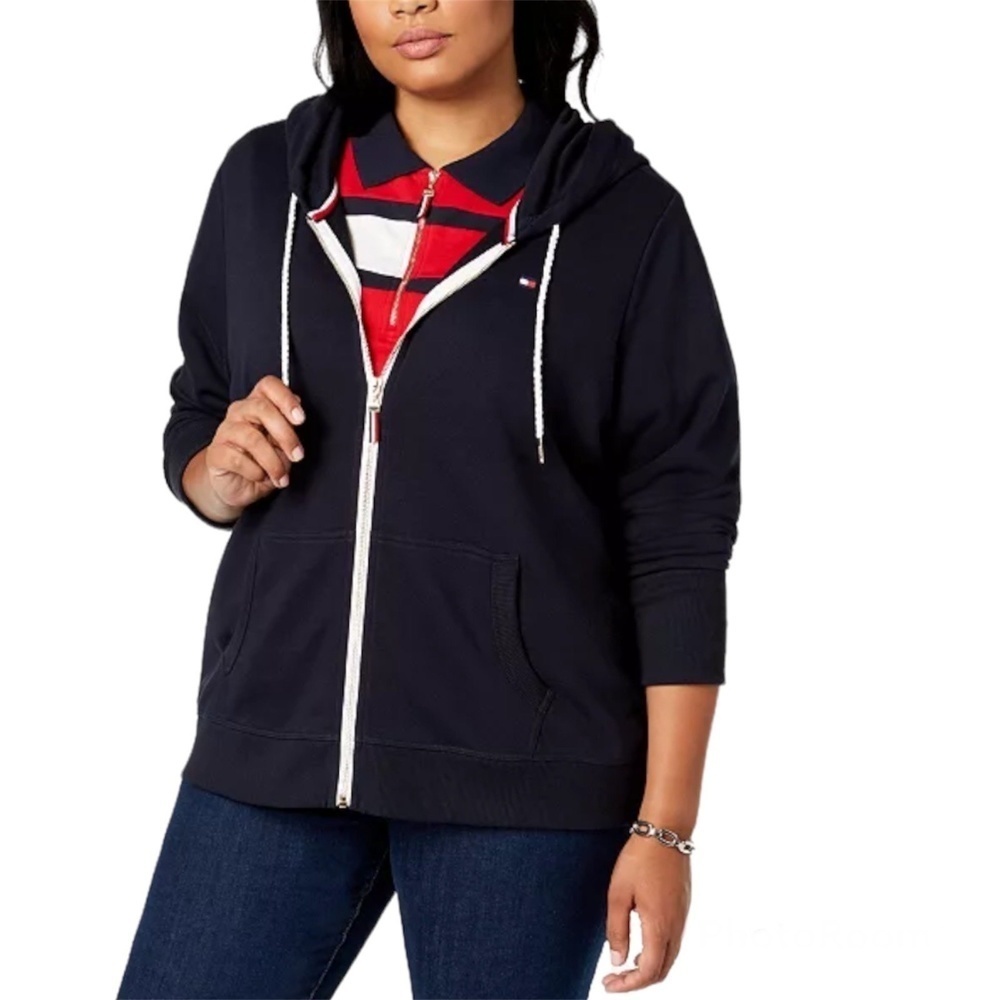 Tommy Hilfiger Women's L Casual Zip Hoodie, Blue